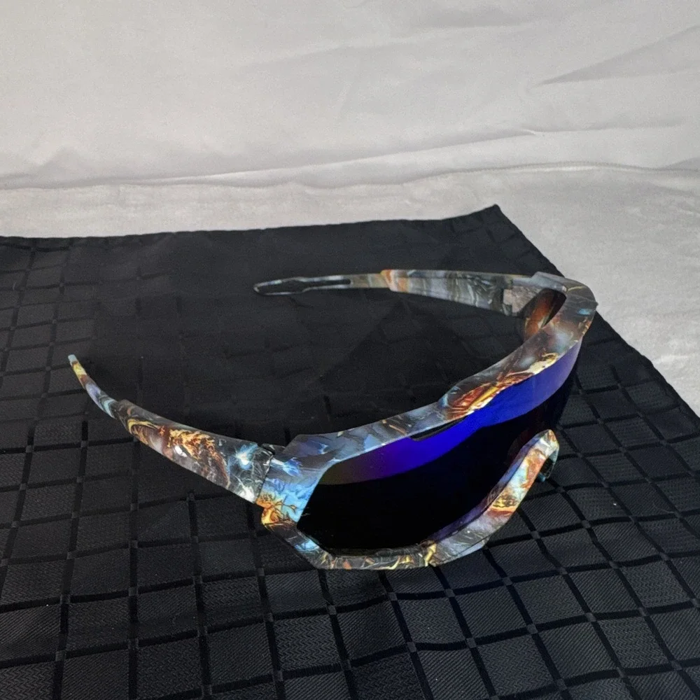 Sunglasses Lightweight Blue Mirrored Lens Multicolor Frame